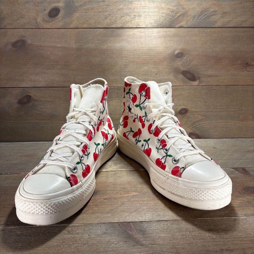 Converse Chuck Taylor Lift Womens size 10 shoes White Cherry Platform sneakers - Picture 3 of 9
